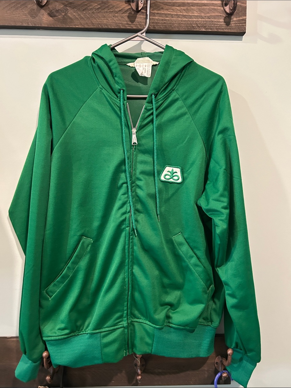 Vintage pioneer Green Zip-Up Hoodie Jacket with Logo -men’s
